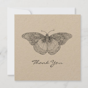 Carte de remerciements papillon à main levée
