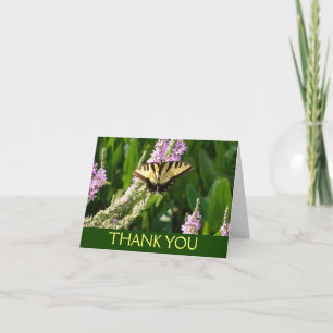 Carte De Remerciements Papillon à queue d'hirondelle sur des fleurs sauva