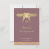 Carte De Remerciements Papillon Art Déco Monogramme Photo Rose Or Plat (Devant)