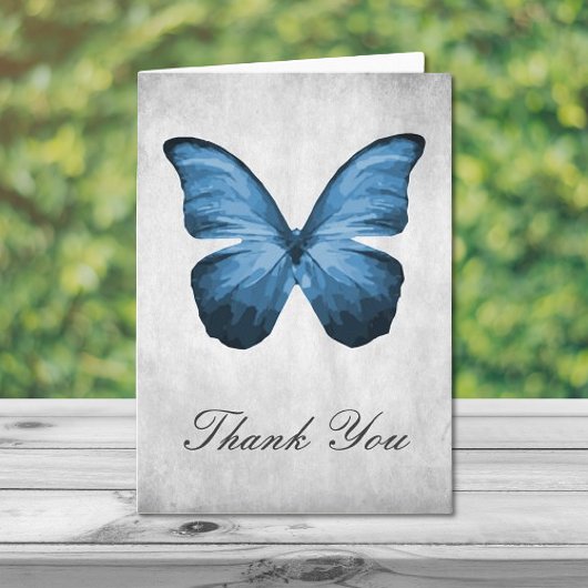 Carte de remerciements papillon bleu