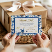 Carte De Remerciements Papillon Bleu Chic Bébé en Fleur Baby Shower