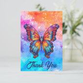 Carte De Remerciements Papillon Bleu Orange ailes (Debout devant)