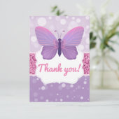 Carte de remerciements papillon Boho violet Partie (Debout devant)