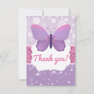 Carte de remerciements papillon Boho violet Partie