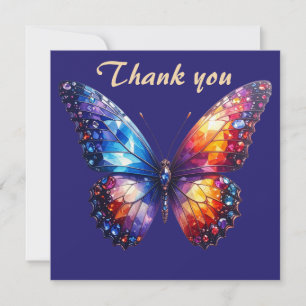 Carte De Remerciements Papillon Brillant de Diamants