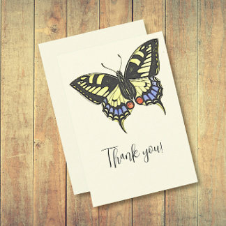 Carte De Remerciements Papillon coloré vintage