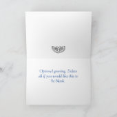 Carte De Remerciements Papillon d'aquarelle (bleu/manuscrit sur le bleu) (Intérieur)