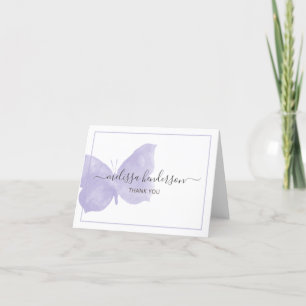 Carte De Remerciements Papillon d'aquarelle violet professionnel 