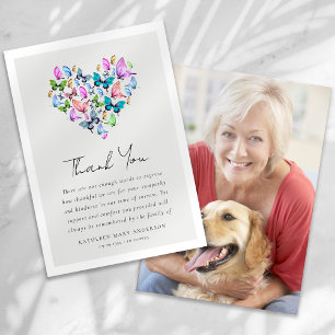 Carte De Remerciements Papillon du coeur - Sympathie Photo Funérailles