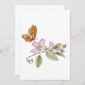 Carte De Remerciements papillon en fleur (Devant / Derrière)