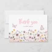 Carte De Remerciements Papillon et Baby shower Fleur sauvage (Devant)