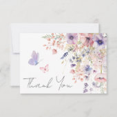 Carte De Remerciements Papillon Fleur sauvage rose violet pourpre (Devant)