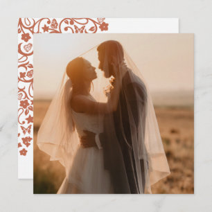 Carte De Remerciements Papillon floral Jardin Terracotta Carré Photo