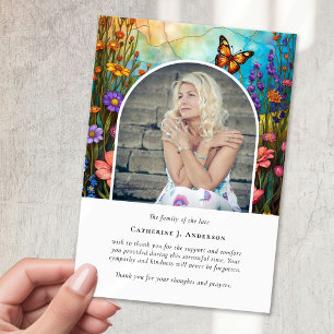 Carte De Remerciements Papillon Floral Photo Sympathy Funeral