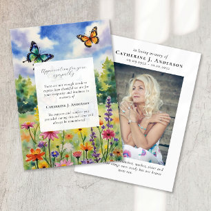 Carte De Remerciements Papillon Floral Photo Sympathy Funeral