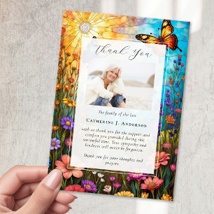 Carte De Remerciements Papillon Floral Photo Sympathy Funeral