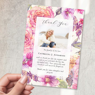 Carte De Remerciements Papillon Floral Photo Sympathy Funeral Memorial
