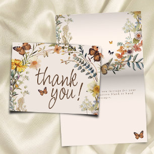 Carte De Remerciements Papillon floral rustique Baby shower neutre genre