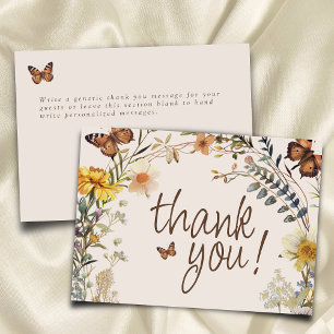 Carte De Remerciements Papillon floral rustique Baby shower neutre genre