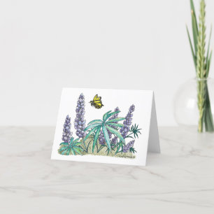 Carte De Remerciements Papillon manarque jaune Lupine d'Alaska