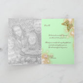Carte De Remerciements Papillon mariage beige vert (Intérieur)