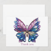 Carte De Remerciements Papillon métallique Pastel (Devant / Derrière)