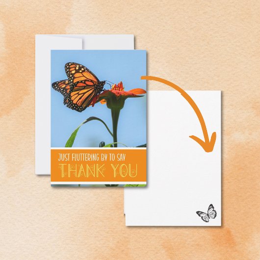 Carte De Remerciements Papillon Monarque sur un plat Lily orange