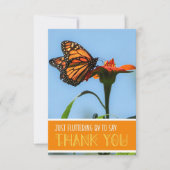 Carte De Remerciements Papillon Monarque sur une Fleur de Lys Orange Plat (Devant)