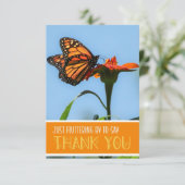 Carte De Remerciements Papillon Monarque sur une Fleur de Lys Orange Plat (Debout devant)