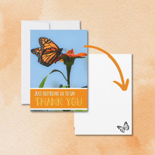Carte De Remerciements Papillon Monarque sur une Fleur de Lys Orange Plat