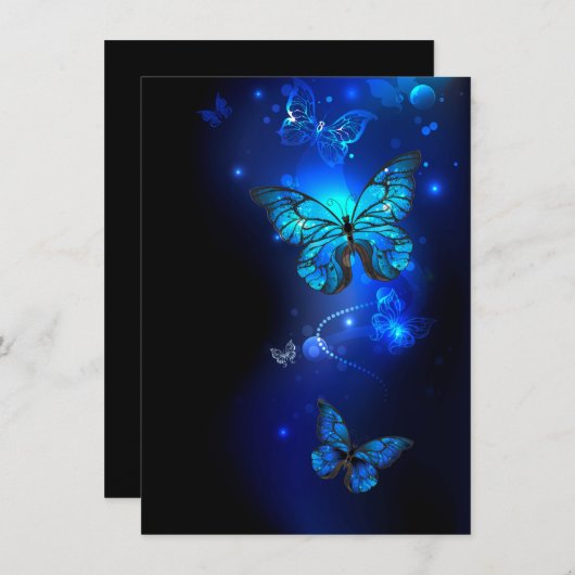 Carte De Remerciements Papillon Morpho sur fond sombre (Devant / Derrière)