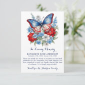 Carte De Remerciements Papillon patriotique Floral moderne funéraire Memo (Debout devant)