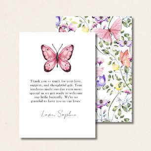 Carte De Remerciements Papillon rose qui voltige dans la verdure