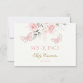 Carte De Remerciements Papillon rose Quinceañera (Dos)