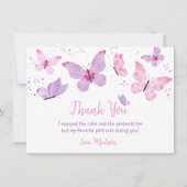 Carte De Remerciements Papillon rose violet Anniversaire (Devant)