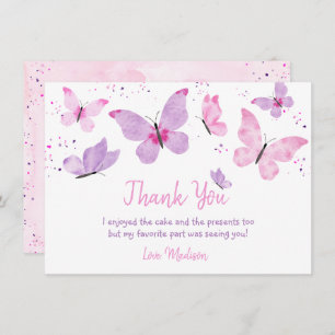 Carte De Remerciements Papillon rose violet Anniversaire