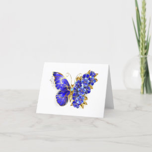 Carte De Remerciements Papillon saphir à fleurs