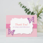 Carte De Remerciements Papillon violet élégant remerciement baby shower (Debout devant)