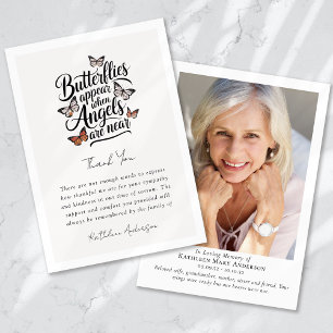 Carte De Remerciements Papillons Angels Photo Mémorial Sympathie Funérail