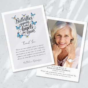 Carte De Remerciements Papillons Angels Photo Mémorial Sympathie Funérail