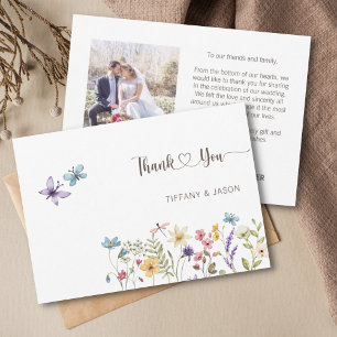 Carte De Remerciements Papillons Aquarelle Floral 1 Mariage photo