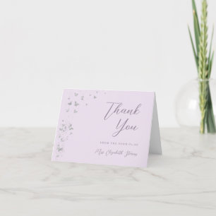 Carte De Remerciements Papillons Argent Pailleté Mariage Pliez