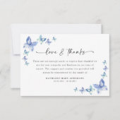 Carte De Remerciements Papillons bleus Sympathy Funérailles (Devant)