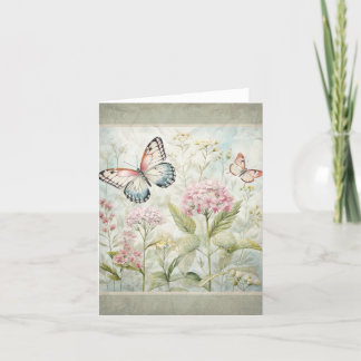 Carte De Remerciements Papillons Dans Le Jardin Vintage Look Note Card 1