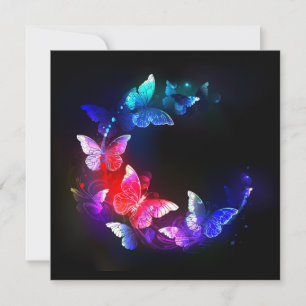 Carte De Remerciements Papillons de nuit Neon brillants sur arrière - pla