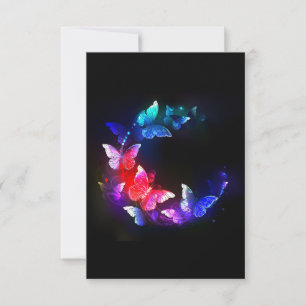 Carte De Remerciements Papillons de nuit Neon brillants sur arrière - pla
