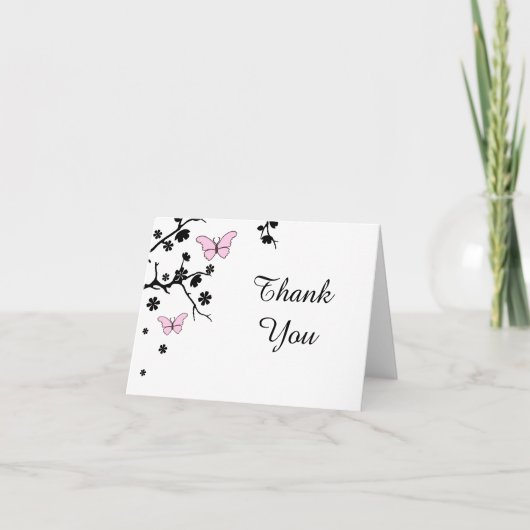 Carte De Remerciements Papillons de remerciement de mariage élégant (Devant)