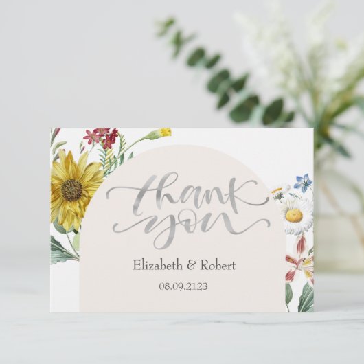 Carte De Remerciements Papillons de tournesol Fleur sauvage chic (Debout devant)