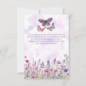 Carte De Remerciements Papillons et fleurs sauvages rose violet fantaisis (Dos)