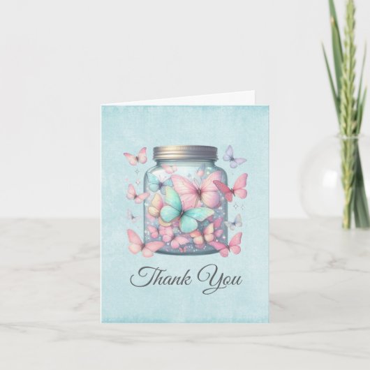 Carte De Remerciements Papillons Fantaisistes dans un Pot (Devant)